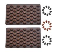 2Pcs Brown Silicone Coffee Bean Chocolate Mold 55 Cavity Mini Baking Mould for DIY Cake Decorations Candy Gummy Ice Cube Making Craft Bakeware