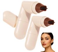 2PCS Brown Winged Eyeliner Stamp Pen Set - Double-Ended Liquid Eyeliner & Rotating Wing Stamp - Effortless One-Second Press Design for Beginners & All Eye Shapes - Long Lasting & Smudge-Proof