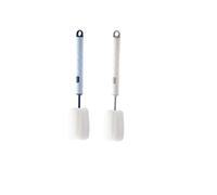 2pcs Brush Cleaning Set Detachable Sponge Cleaning Brush Non Scratch Glassware Bottle Washing Brushes with Long Handle Cup Cleaning Brush for Coffee Mugs Milk Cups Baby Bottles (White+Blue)