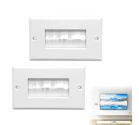 2Pcs Brush Plate Brush Plates For Cables UK Brush Wall Plate Single Gang Brush Panel For Covering Outlets White Brushplate Wall Plate Tidying Cables Wall Entry Cable Cover