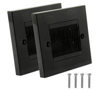 2Pcs Brush Wall Plate, Cable Entry Cover, Single Gang Brush Panel, Wall Cable Cover, Cable Pass Through Insert for Decorate HDMI, TV, Ethernet, Speaker Wires, for Home Office, with 4 Screws, Black
