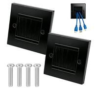 2PCS Brush Wall Plate, Single Gang Brush Faceplate, Cable Pass Through Wall Plate, Cable Entry Cover for HDMI TV Ethernet Speaker Wires Covering Outlets
