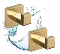 2PCS Brushed Nickel Bathroom Towel Hooks, Wall Mounted Coat Hooks, Modern Square Design, Durable SUS304 Stainless Steel, Stylish Home Organization Accessories