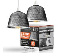 2Pcs Brushed Silver Ceiling Light Shade, 18cm Metal Lampshades for Ceiling Lights, Modern Easy Fit Pendant Lamp Shades for Wall Lamps, Living Room, Bedroom, Kitchen, Hallway, Home Décor, Office