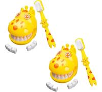 2pcs Brushing Teeth Toy, Cute Giraffe, Early Education Cartoon Tooth Brushing Toys, Giraffe Demonstration Teeth Model with Toothbrush, for Hygienic Habit Cultivation