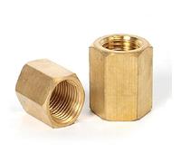 2Pcs BSP Female Bush Connector Brass Hex Pipe Adapter Thread Straight Coupling Fitting for Air, Water, Fuel, Oil Hose(1/2")