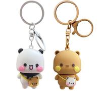 2PCS Bubu Dudu Figure Mini Kawaii Cartoon Statue Bears Panda Figure Cute Key Chains Women Girl Backpacks Keychain