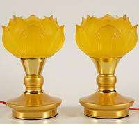 2Pcs Buddha Lotus Lamp,Led Energy-Saving Lotus Lamp,Charging Usage,Can Stay on for 30 Days,Colorful Color Change,Three Modes,for Temples Home Table Decorative, LJJY-KK
