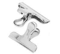 2Pcs Bulldog Clips Strong Clamping Force Rustproof Sturdy Durable Glossy Surface Wide Application for Office Home School Supplies Iron Material Silver 7.6x6x3.6cm Pack of 2 (Silver Folder)