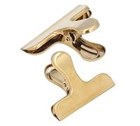 2Pcs Bulldog Clips Strong Clamping Force Rustproof Sturdy Durable Glossy Surface Wide Application for Office Home School Supplies Iron Material Silver 7.6x6x3.6cm Pack of 2 (Golden Folder)