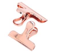 2Pcs Bulldog Clips Strong Clamping Force Rustproof Sturdy Durable Glossy Surface Wide Application for Office Home School Supplies Iron Material Silver 7.6x6x3.6cm Pack of 2 (Rose Folder)