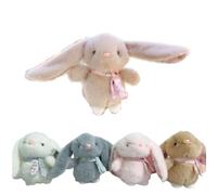 2pcs Bunny Cute Keyring 5.5in Pretty Bunny With A Scarf, Fluffy Plush Toy Gold Keychain Personalised Teddy Bears For Girls Birthday Holiday, Stress Relief Decorative Pendant (khaki,14cm/5.5in)