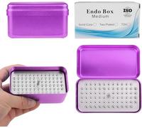 2PCS Burs Box Organizer 72 Holes Aluminium Alloy Sterilizer Case Holder Autoclave Box (Purple)