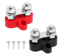 2Pcs Bus Bars Power Distribution Block, 12V-48V DC Bus Bar,250A M8 Dual Studs Single Terminal Insulated Junction Post Positive and Negative for Auto Car Marine Boat,With Mounting Screws