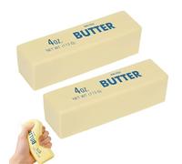 2PCS Butter Squishy, Butter Stick Squishys Stress Relief Block, Realistic Large Butters quishy,Slow Rebound Butters Stick, Adults Office Home(Yellow+Pink)