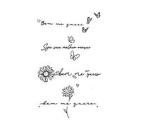 2pcs Butterfly And Floral English Phrase Waterproof Temporary Tattoo Stickers, Lasting 1-2 Weeks, Realistic Fake Tattoo(002)