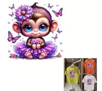 2pcs Butterfly and Monkey Tree Iron On Transfers for T-Shirts Rub on Transfers Stickers Vinyl Ready to Press Stickers Iron on Decals for T-Shirts Clothing Hoodie DIY Crafts