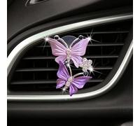 2Pcs Butterfly Car Air Vent Clip Car Fragrance Car Diffuser Air Freshener Rhinestone Car Bling Accessories (Purple)