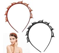 2Pcs Butterfly Clip Headbands, Hair Bands for Women, Multi-Layer Teeth Comb Hair Hoop Headband With Clips Double Bangs Hairstyle Hairpin, Stylish Hair Accessories for Women Girls (Black, Brown)
