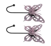 2pcs Butterfly Heavy Duty Wall Hooks Vintage Retro Shabby Chic Design | Brushed Finish Decorative Accent, Versatile Hanging for Aprons Bags Closet Organization