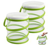 2Pcs Butterfly Kits with Live Caterpillars, Insect Observation Habitat, Educational Nature Exploration Tool, Round Green Design