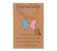 2pcs Butterfly matching Necklaces Enamel Butterfly bracelets BFF Friendship Necklace Gifts Good Luck Set Friends Long Distance Birthday Gifts, Zinc, No Gemstone
