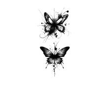 2pcs Butterfly Rose Flower Temporary Tattoos Stickers For Women Adult Girl Fake Tattoo Neck Arm Hands Small Tattoos(009)
