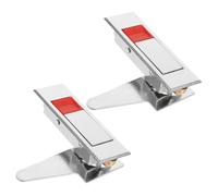 2pcs Button Lock for Cabinet Doors and Control Panels, Metal | Zinc Alloy Build, Red and Silver Finish, Retrofit Fit for Office Storage and Utility Spaces