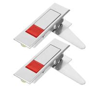 2pcs Button Lock for Electric Cabinet Doors and File Cabinets, Metal | Retrofit Replacement, Quick Panel Access, Zinc Alloy Build, Red Silver Finish for Office Workshop Storage