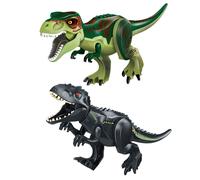 (2PCS-C+G) Jurassic Dinosaur World Series Building Blocks Removable Triceratops Rex Tyrannosaurus Big Figures Blocks