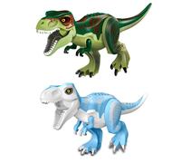 (2PCS-C+K) Jurassic Dinosaur World Series Building Blocks Removable Triceratops Rex Tyrannosaurus Big Figures Blocks