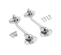 2Pcs Cabin Door Hook Eye Latch Lock Shed Gate Catch Silent Holder Stainless Steel 6"/150mm