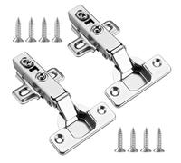 2Pcs Cabinet Hinges, Kitchen Cupboard Hinges Soft Close Wardrobe Doors 35mm Full Overlay Mute Steel Slow Shut with Screws for Bathroom Bedroom Dining Room B&Q IKEA Mfi Wickes Lift-Off Door