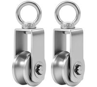 2Pcs Cable Pulley Wheel with Ball Bearing 304 Stainless Steel Hanging Rope Pulley Block 360 Degree Swivel Smooth No Noise Wire Pulleys for Gym Equipment Heavy Objects