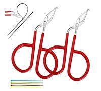2PCS Cable Tie Opener, Stainless Steel Zip Tie Cutter, Pocket-Sized Zip Ties Tool with Red Silicone Handle for Quickly Untie, Multipurpose Removal Pliers, Electronics Accessories