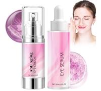 2PCS Caffeine Eye Cream and Serum Set. Specifically Designed for Dark Circles and Puffy Eyes, this Set Includes an Eye Serum and an Eye Roller. Achieve a More Energetic and Refreshed Appearance