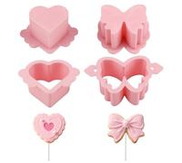 2Pcs Cake Pop Cutter and Pusher Set,Bow Heart Shape Molds for Home Baking | 3D Printed Cake Pops Maker Molds Kit,Easy To Cut Cutter And Pusher Tool Combo for Birthday Party Wedding DIY Baking