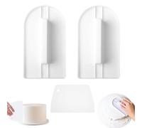 2Pcs Cake Smoother Polisher, Fondant Smoother Cakes Icing Smoothers Tool with Cake Scraper, Flat Edge Cakes Smoothers Baking Tools for Home Kitchens Shops Candy Shops (White)