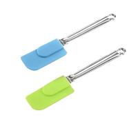 2Pcs Cake Stirring Scraper Handle Cream Butter Spatula Stir Utensil Brush Knife Pastry for Scraping(Blue Green)