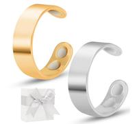 2Pcs Cal-mi Ring, Adjustable Magnetic Rings for Women, The Natural Menopause Solution, Magnetic Rings for Anxiety Reduction, Better Sleep, Improves Overall (A)