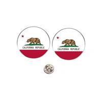 2PCS California State Flag Lapel Pin, 1.2 Inch (3cm) Alloy Round Button Badge Brooch, California Republic Bear Souvenir Pins for Backpack, Jacket, Hat