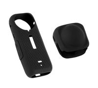 2pcs Camera Protective Case & Lens Cap, Premium Silicone Screen Protector And Lens Cap All-Round Protection Camera Accessories Compatible with Insta 360 x4(Black)