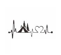 2pcs Camping Heartbeat Decals - Vinyl Lifeline Stickers for Tents, Campers & Car Exteriors, Outdoor Lovers' Must-Have(White,25x11cm 2pcs)