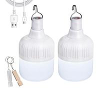 2Pcs Camping Lights,Camping Lantern LED Work Light Bulb USB Rechargeable Lighting Dimmable,30W 2000 Lumens 5 Lighting Modes,Portable Tent Light for Emergency,Camping,Patio,Garden,BBQ,Hiking,Fishing