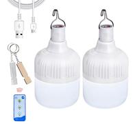 2Pcs Camping Lights,Emergency Lantern LED Work Light Bulb USB Rechargeable Lighting,30W 2000 Lumens,Portable Tent Light for Camping, Patio,Garden,BBQ,Hiking,Fishing. with Remote Control