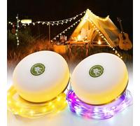 2PCS Camping String Lights Reel,20M/66ft Long Size Warm & Colored 2 in 1 Outdoor Waterproof Stowable String Light Camping Lanterns Fairy Lights,Camper String Lights for Camping Yard Hiking,Decoration