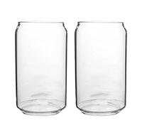 2pcs Can Shaped Drinking Glasses Transparent Water Mugs Beer Juice Iced Drinks Everyday Use (550ML)