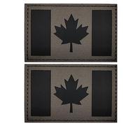2PCS Canada Flag Reflective Patch Military Tactical Canadian Infrared IR Patches Morale Emblem Badges Applique Loop Hook Shoulder Sew on for Clothes Backpack Fastener Backing
