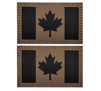 2PCS Canada Flag Reflective Patch Military Tactical Canadian Infrared IR Patches Morale Emblem Badges Applique Loop Hook Shoulder Sew on for Clothes Backpack Fastener Backing