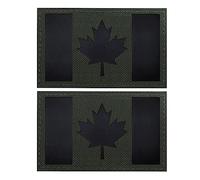 2PCS Canada Flag Reflective Patch Military Tactical Canadian Infrared IR Patches Morale Emblem Badges Applique Loop Hook Shoulder Sew on for Clothes Backpack Fastener Backing